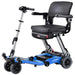FreeRider Luggie Super folding travel mobility scooter, blue, front angle view