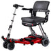 FreeRider Luggie Super folding travel mobility scooter, red, front angle view