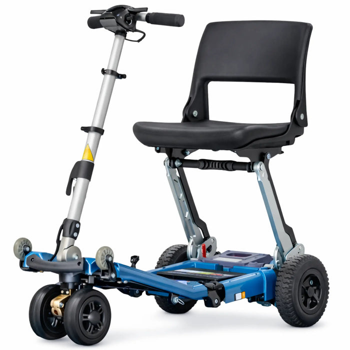 FreeRider Super Plus 3 folding compact mobility scooter, ocean blue, front angle view