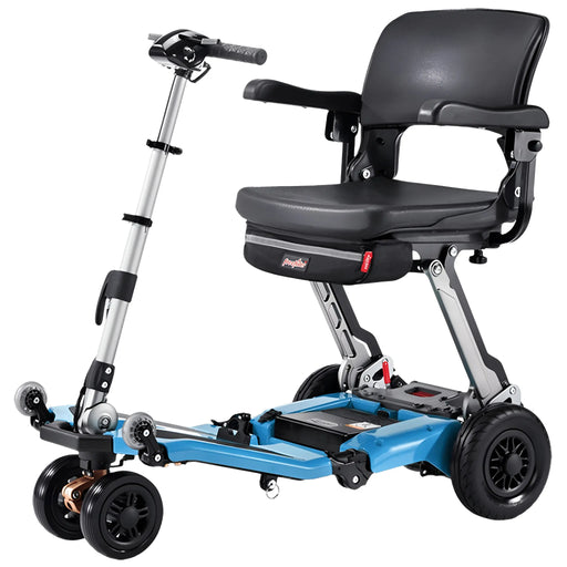 FreeRider Super Plus 3 folding compact mobility scooter, ocean blue, front angle view