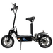 Blue GIO Cobra foldable seated electric scooter with rugged tires, front suspension, black frame, padded seat, and kickstand shown in full side profile on a white background.