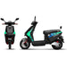 Side profile of the black  GIO Ultron seated electric scooter with streamlined frame, front disc brake, rear suspension, and urban commuter styling.