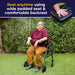 Go-Lite Bariatric Rollator, Blue, Side View in use as a Chair with wide padded seat
