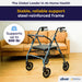 Go-Lite Bariatric Rollator, Blue, weight capacity and steel reinforced frame