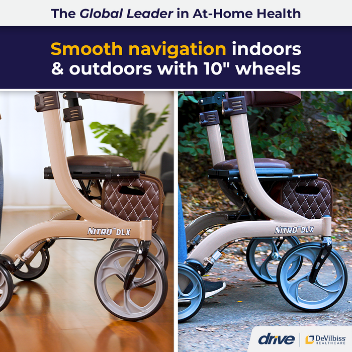 Nitro DLX Euro Style Rollator Rolling Walker, Champagne