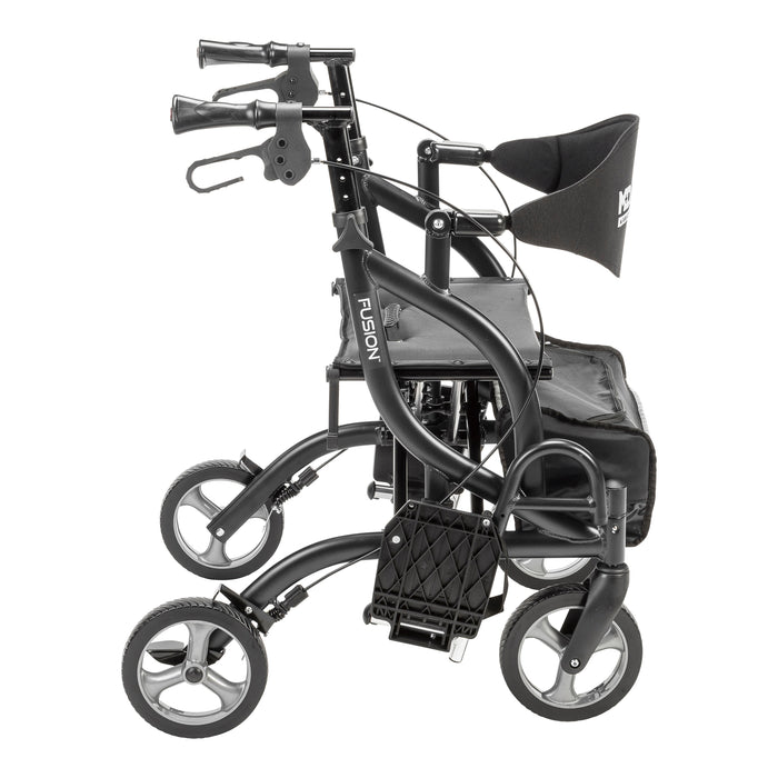 Fusion 2 in 1 Rollator, Onyx, 3/4 Angle View
