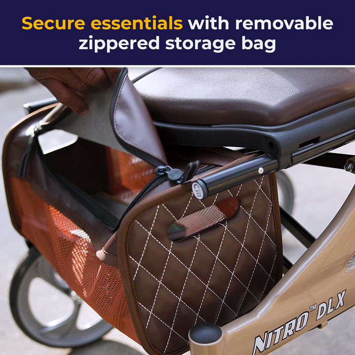 Nitro DLX Euro Style Rollator Rolling Walker, Champagne
