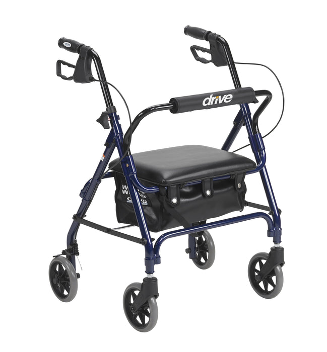 Junior Rollator with Padded Seat, Blue, 18 Inch Seat to Floor Height
