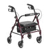Junior Rollator with Padded Seat, Red, Smaller Stature Rollator with Adjustable Handles