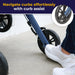 Light Rollator, Blue, 9 Inch Front Wheel and Curb Assist Detail