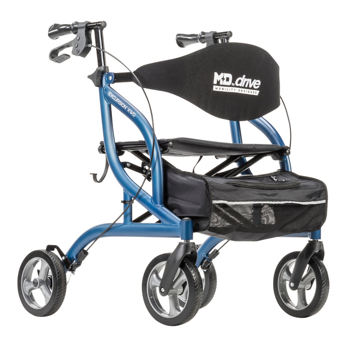 MD by Drive Excursion XWD Rollator, Sapphire Blue, Front View