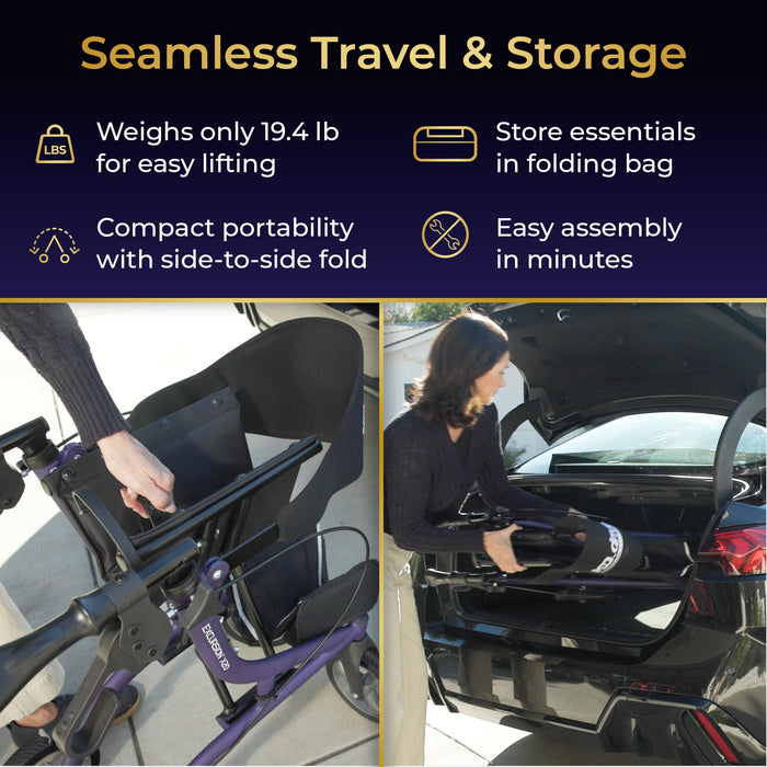 MD by Drive Rollator, Lavender, Folded for Storage
