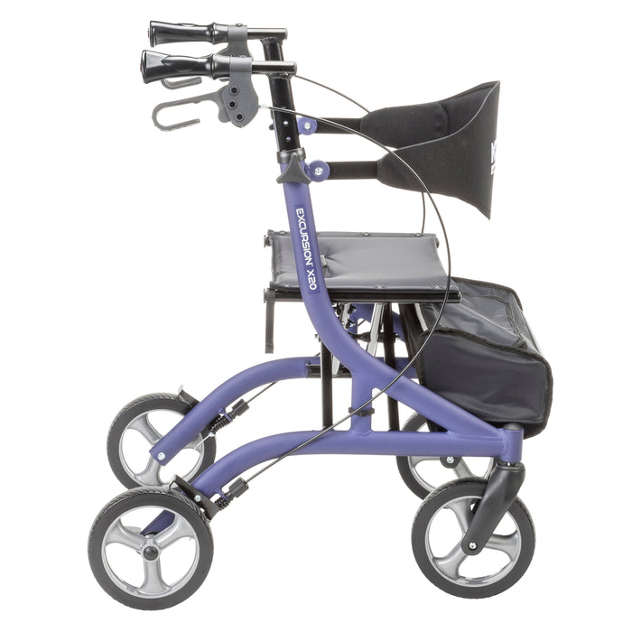 Drive Medical Excursion X20 Rollator, Sapphire, Side View