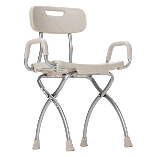 MD by Drive X-Fold shower chair, stone, side angle