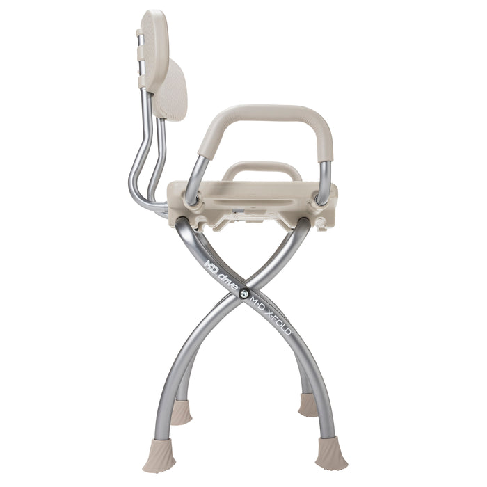 MD by Drive X-Fold shower chair, stone, side view