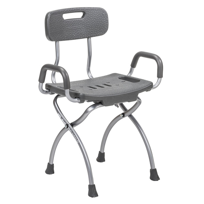 MD by Drive X-Fold shower chair, storm gray, front angle