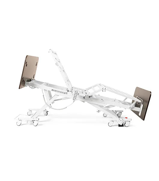 Transparent acrylic stand with metal brackets on a white background Medacure DLX600-CLS Bariatric Full-Electric Bed
