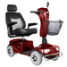 Merits Pioneer 4 4-wheel mobility scooter, red, front angle
