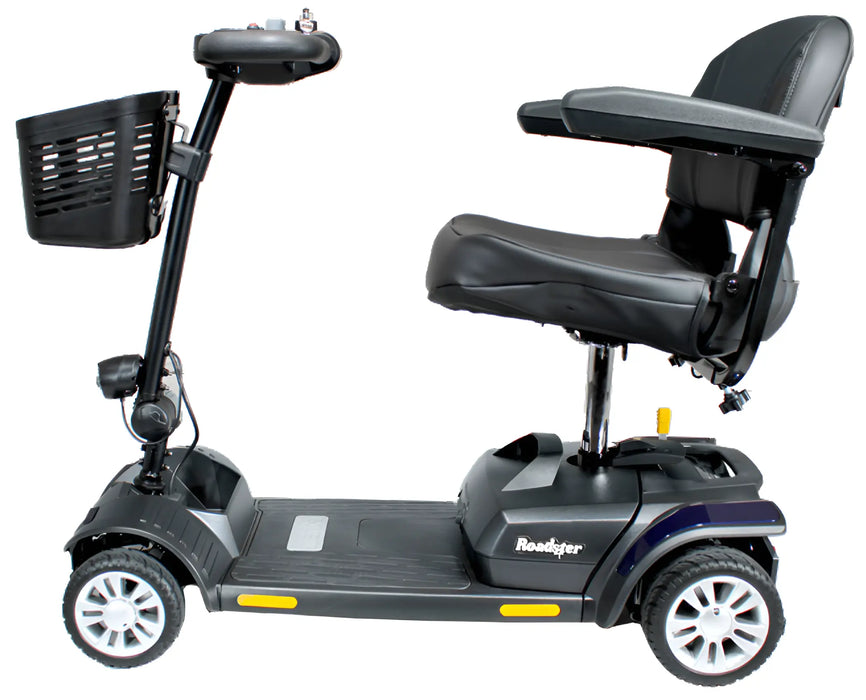 Merits Roadster S4 4-wheel mobility scooter, blue, side view