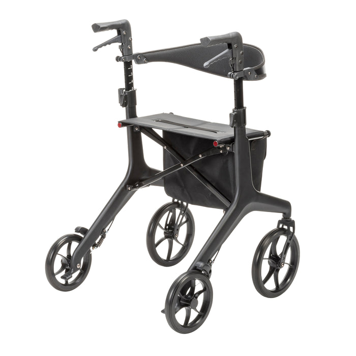 AeroCarbon Ultra Light Rollator, Black, 3/4 Angle View