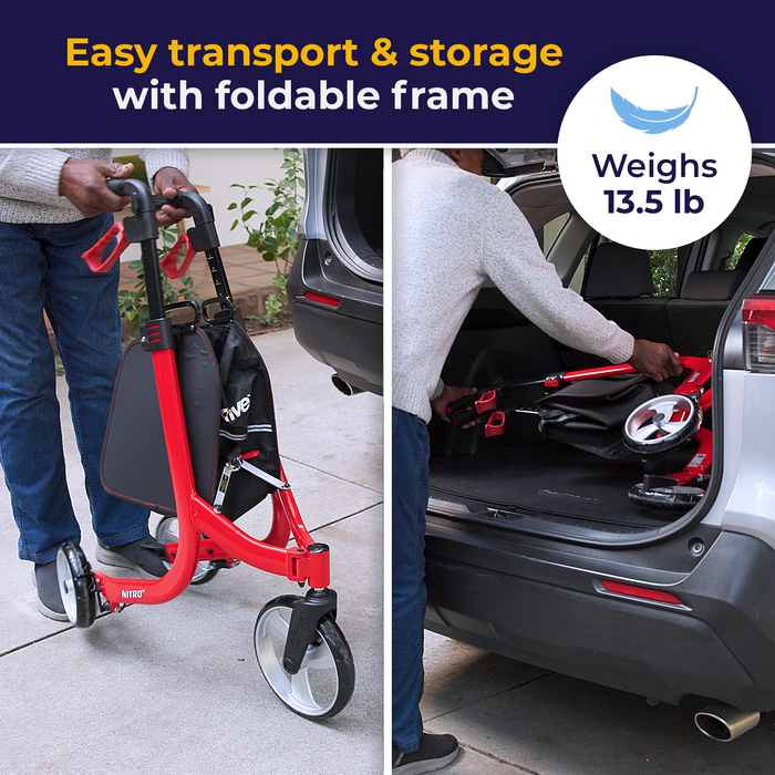 Nitro Euro Style 3-Wheel Rollator Rolling Walker