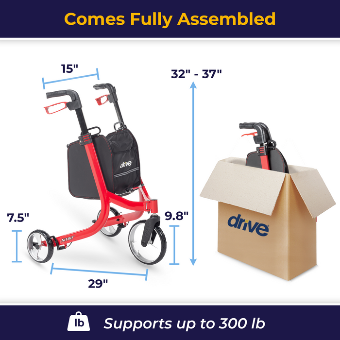 Nitro Euro Style 3-Wheel Rollator Rolling Walker