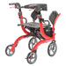 Nitro Duet Dual Function Transport Wheelchair and Rollator Rolling Walker, Red