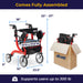 Nitro Duet Dual Function Transport Wheelchair and Rollator Rolling Walker, Red