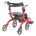 Nitro Duet Dual Function Transport Wheelchair and Rollator Rolling Walker, Red