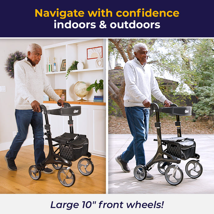 Nitro Elite CF Carbon Fiber Rollator Rolling Walker, Black
