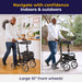 Nitro Elite CF Carbon Fiber Rollator Rolling Walker, Black