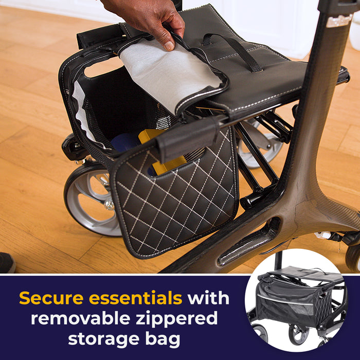 Nitro Elite CF Carbon Fiber Rollator Rolling Walker, Black