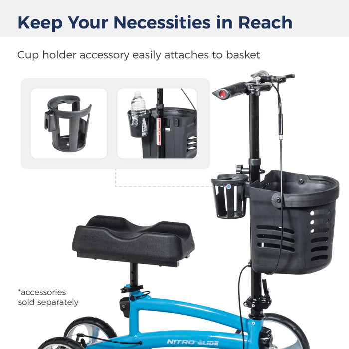 Nitro Glide Knee Walker Knee Scooter Crutch Alternative, Blue