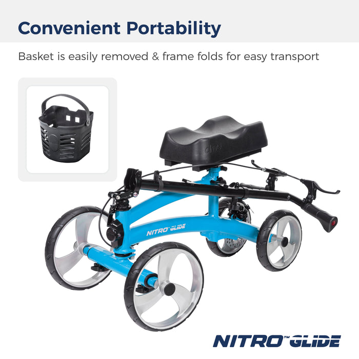 Nitro Glide Knee Walker Knee Scooter Crutch Alternative, Blue