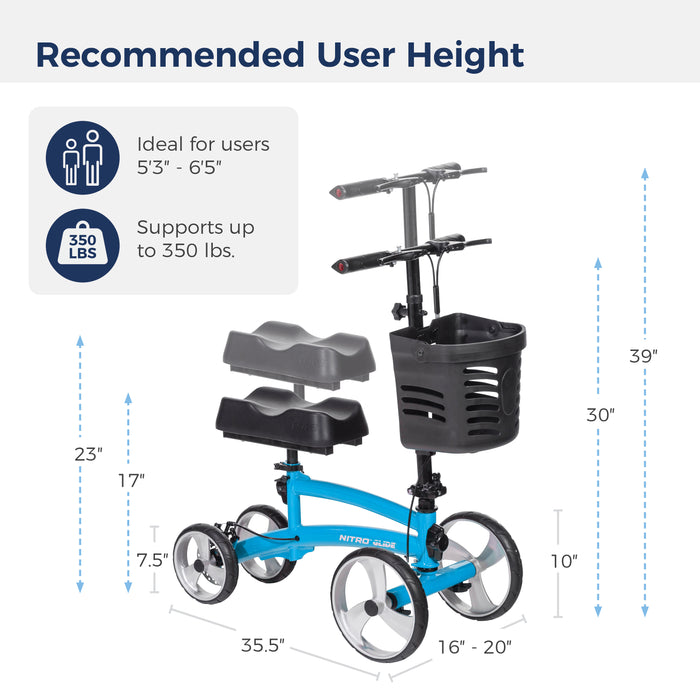 Nitro Glide Knee Walker Knee Scooter Crutch Alternative, Blue