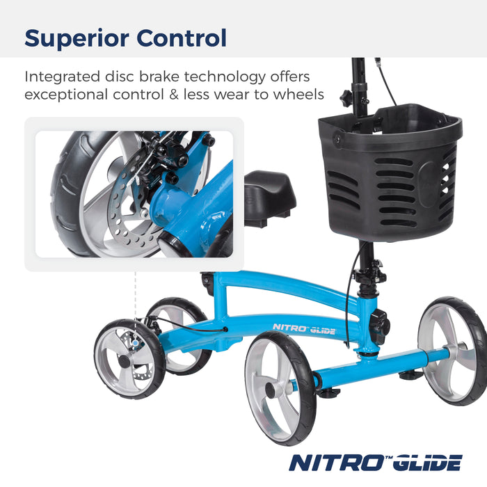 Nitro Glide Knee Walker Knee Scooter Crutch Alternative, Blue