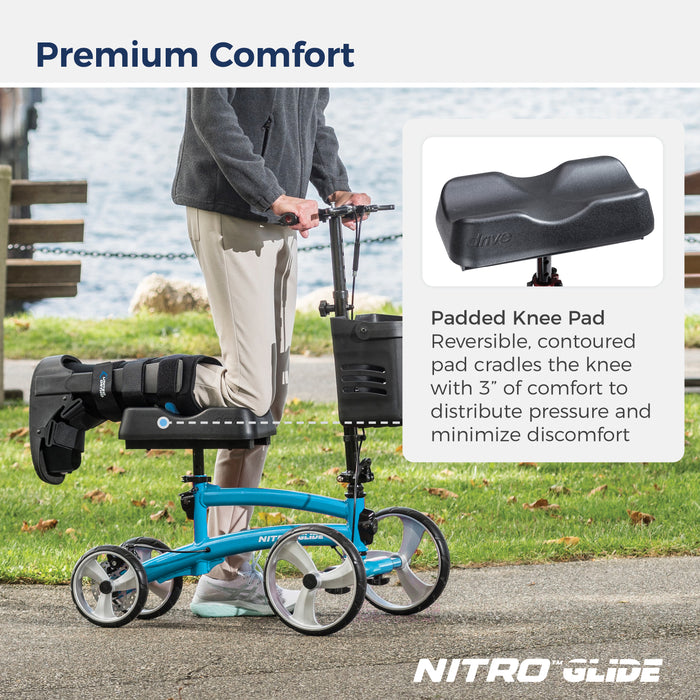 Nitro Glide Knee Walker Knee Scooter Crutch Alternative, Blue
