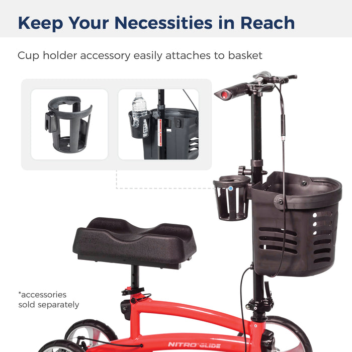 Nitro Glide Knee Walker Knee Scooter Crutch Alternative, Red