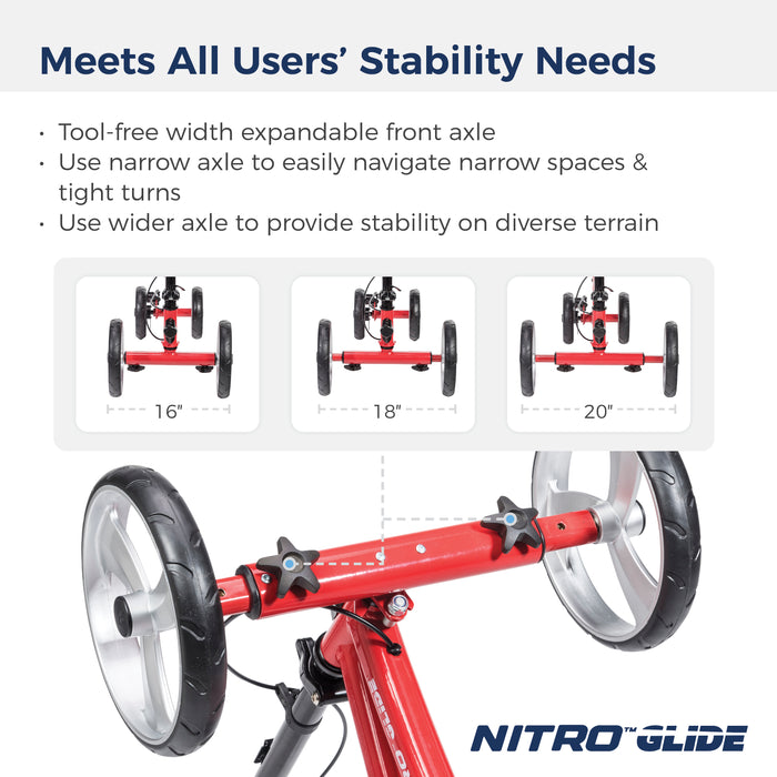 Nitro Glide Knee Walker Knee Scooter Crutch Alternative, Red