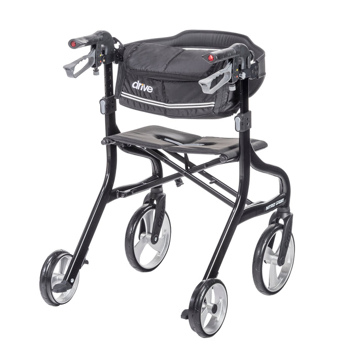 Nitro Sprint Rollator, Black, Backrest with bag