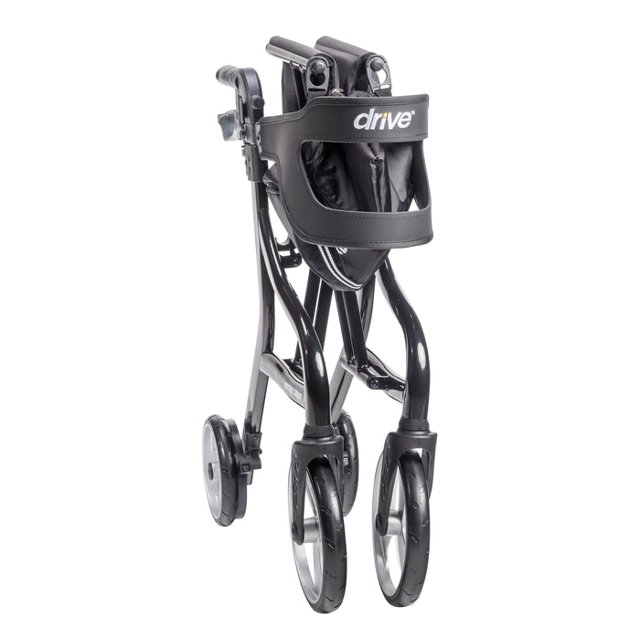 Nitro Sprint Rollator Rolling Walker, Black, folded front view