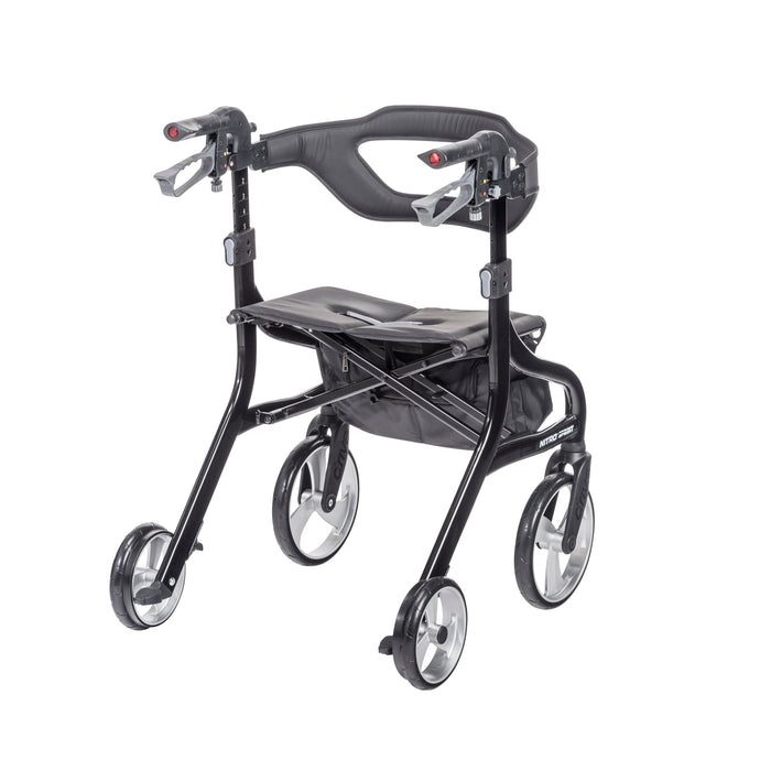 Nitro Sprint Rollator, Black, Handle and Brake Lever Detail