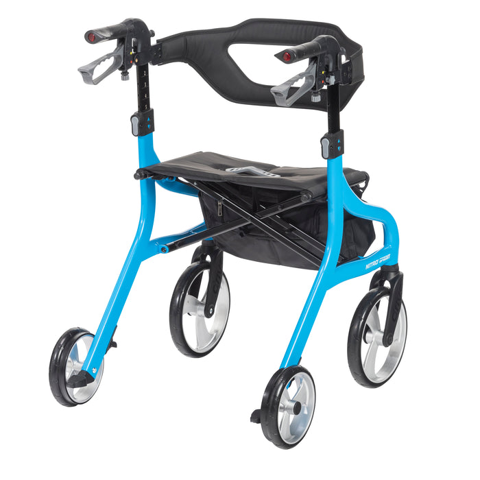 Nitro Sprint Rollator, Blue, Handle and Brake Lever Detail