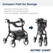 Nitro Sprint Rollator Hemi Height, Black, Folded for Storage feature