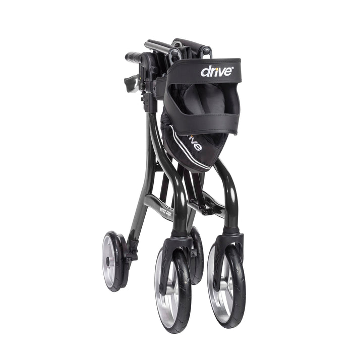Nitro Sprint Rollator Hemi Height, Black, Folded for Storage