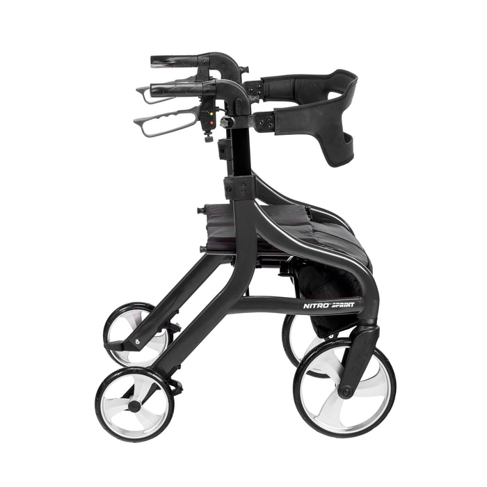 Nitro Sprint Rollator Hemi Height, Black, Side View