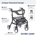 Nitro Sprint Rollator Hemi Height, Black, with 3 bag positions, sleek & durable frame, and integrated slow-down brake feature