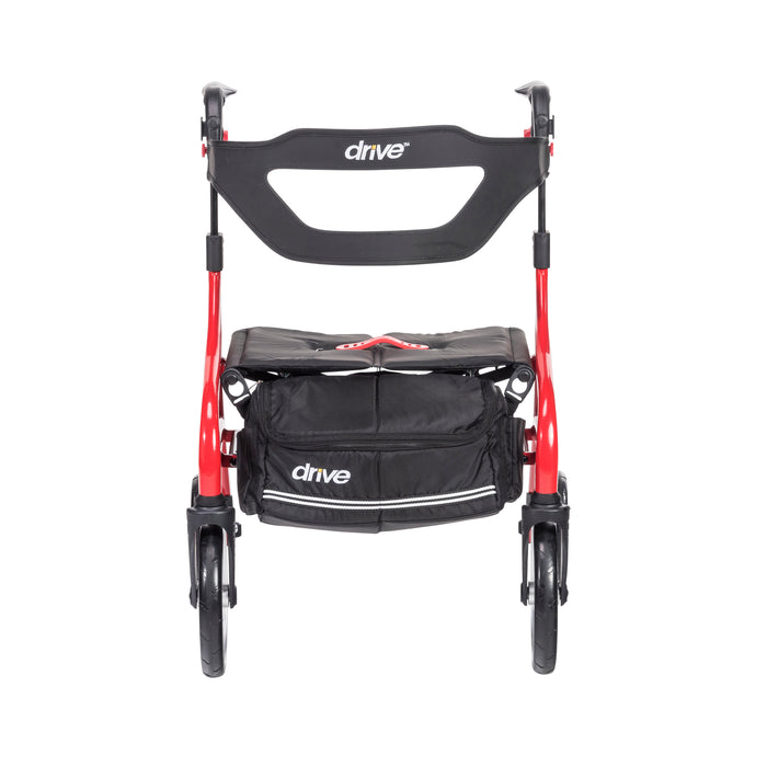 Nitro Sprint Rollator Hemi Height, Red, Front View with storage bag and backrest
