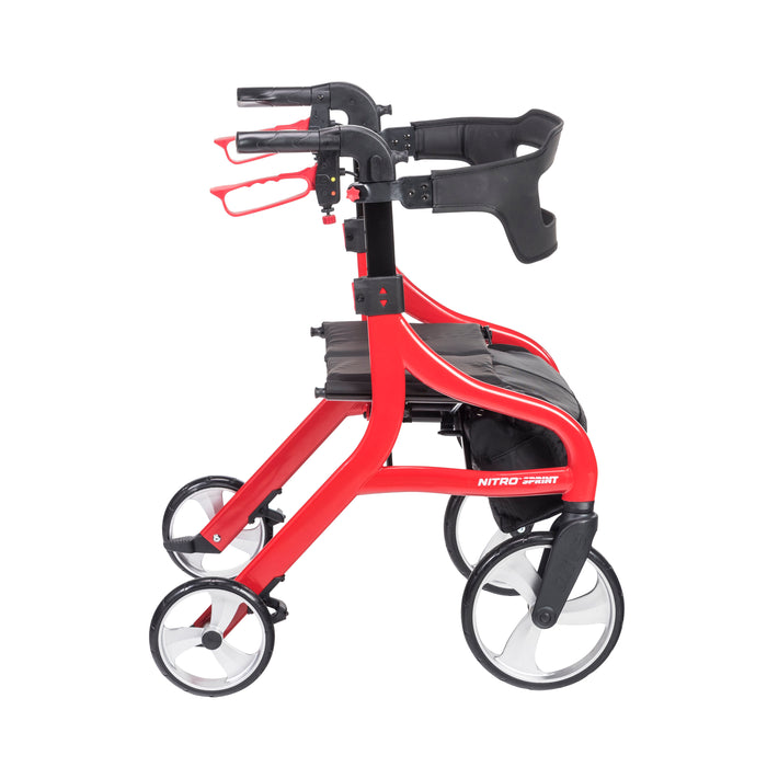 Nitro Sprint Rollator Hemi Height, Red, Side View
