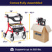 Nitro Sprint Rollator Rolling Walker, Red dimensions in full assembly